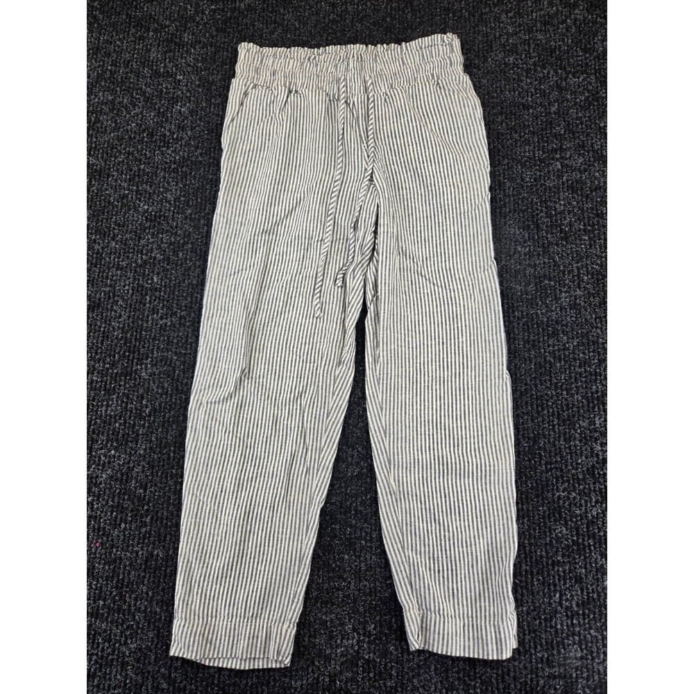 A New Day Womens Striped Linen Blend Drawstring Pants Blue White Small 2044
